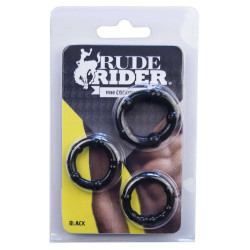 Rude Rider Pack de 3 mini cockrings souples noirs